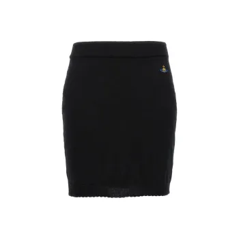 Vivienne Westwood Orb-Embroidered Scallop Hem Knitted Mini Skirt