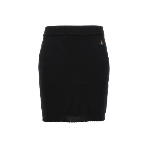 Vivienne Westwood Orb Embroidered Scallop Hem Knitted Mini Skirt
