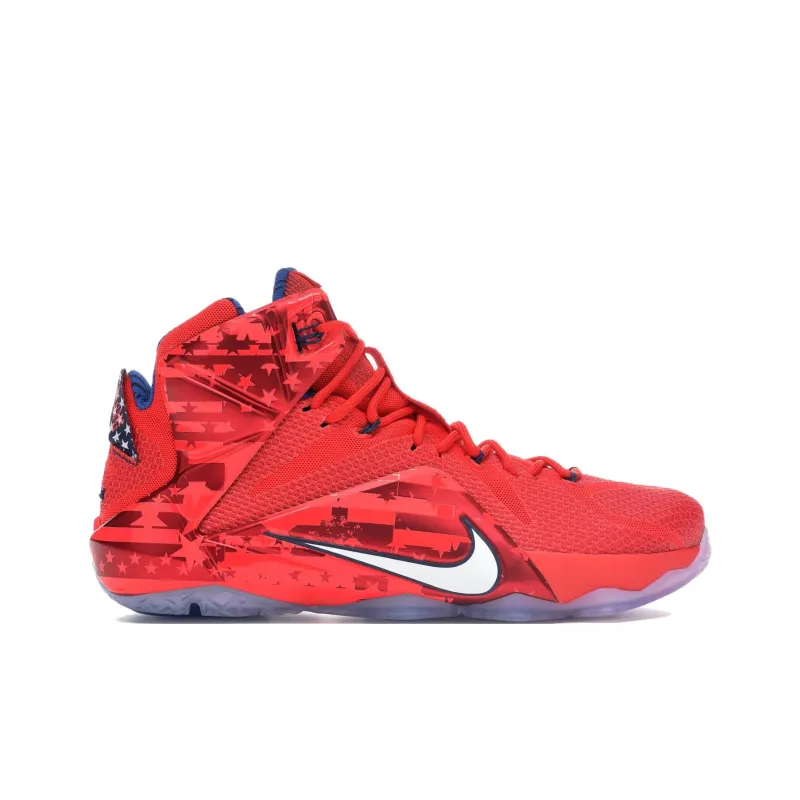 Nike Lebron 12 Anti Slip Wear Resistant Mid Top Basketball Shoes Unisex Red-1