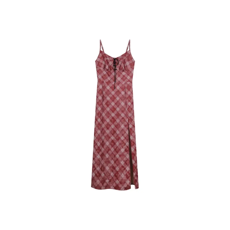ANNIBUHUO 2024 Early Autumn New Arrival Slip Dresses Women's Red-0