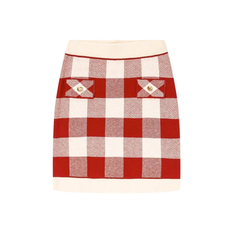 DKNY Casual Short Skirts Women's Red & Color-0