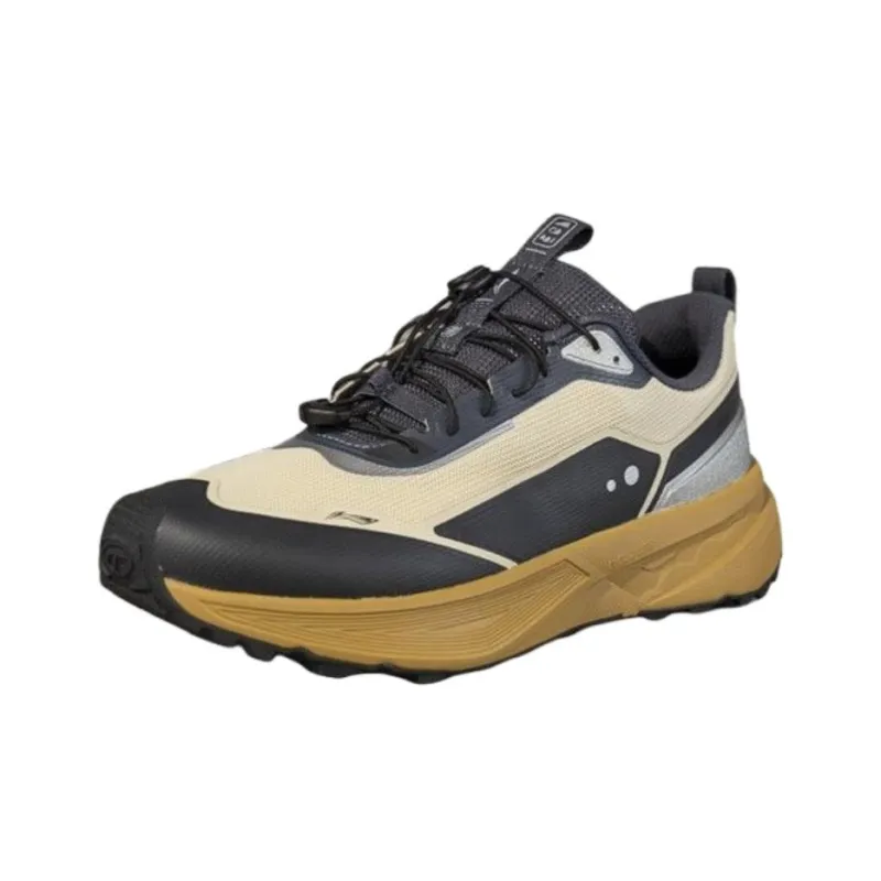 LiNing CF Tracing Walking Landscape Anti Slip Wear Resistant Low Top Hiking Shoes Unisex Beige Black-2