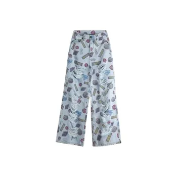 LALABOBO SS24 Jeans Women's Light Blue White