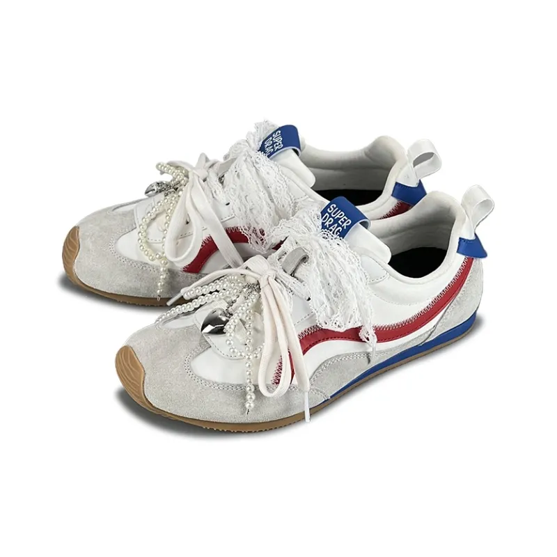 LuzaoT SUPER DRAG Low Top Casual Shoes Women's White Red-2