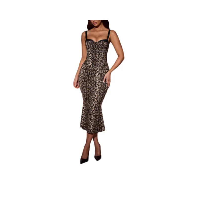 OH POLLY SS25 Valentina Slip Dresses Women's Leopard Print-0