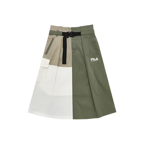 FILA FUSION Casual Long Skirts Women's Oil Painting Khaki