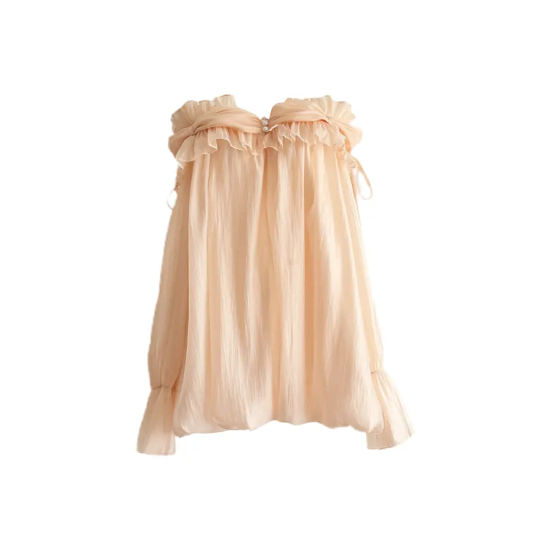 Udon House Long Sleeved Dress Women's Smoky Nude-0