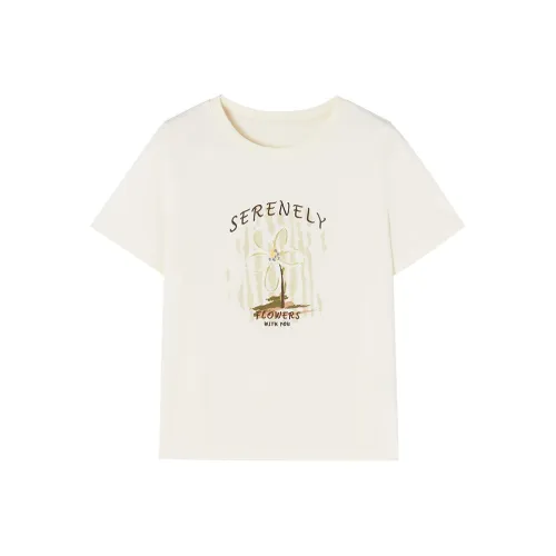 XIANGYING T Shirts Women's Ecru