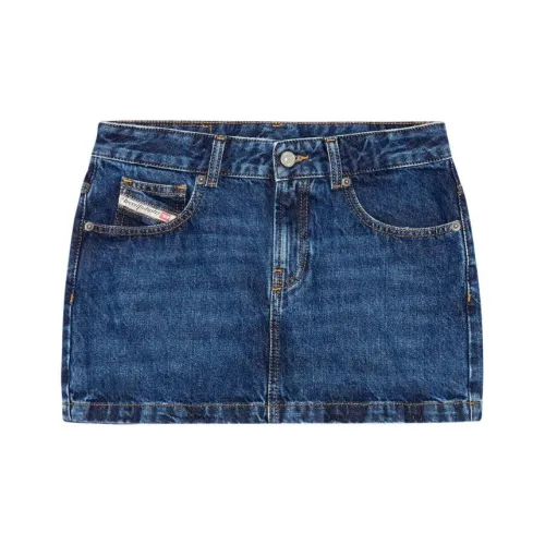 DIESEL De Ron Whiskering Effect Denim Mini Skirt