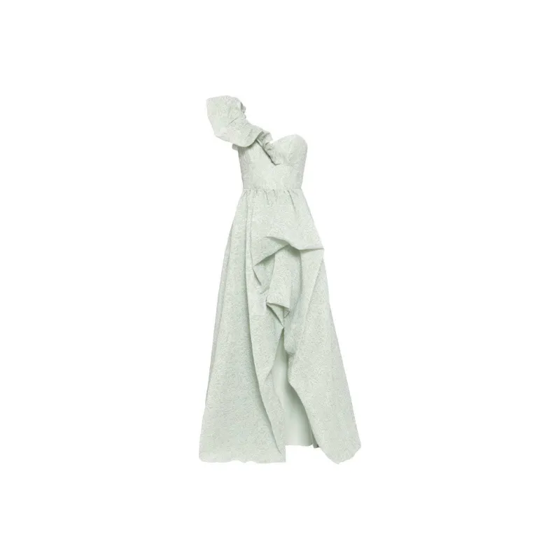 Marchesa Notte Cloqué Draped Gown-0
