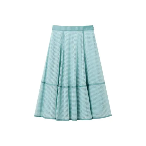 OVV Casual Long Skirts Women's Mint Green Solid Color 16