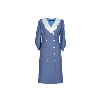 ROEYSHOUSE Long Sleeved Dresses Women's Denim Blue