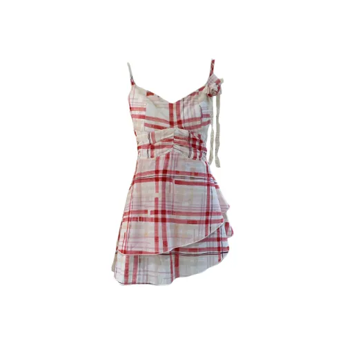 QYPRF Slip Dress Women's Red Plaid