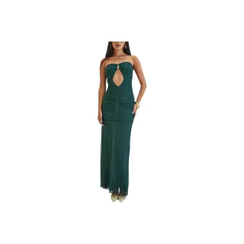 PRINCESS POLLY GOMEZA STRAPLESS CUT OUT MAXI DRESS Sleeveless Dress Women's Dark Green/Dark Green