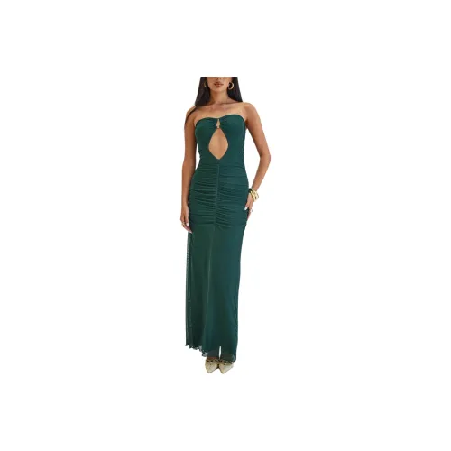 PRINCESS POLLY GOMEZA STRAPLESS CUT OUT MAXI DRESS Sleeveless Dress Women's Dark Green/Dark Green