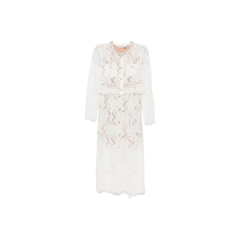 Self portrait Lace Embellished Midi Dress-0