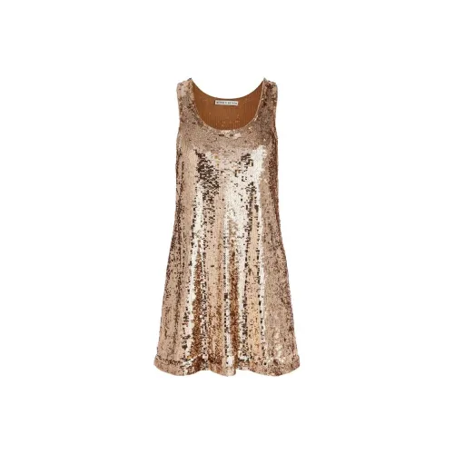 ALICE+OLIVIA Avril Sequin Mini Tank Dress Sleeveless Dress Women's Tan