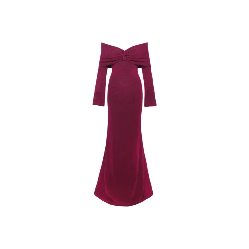 PRINCESS POLLY CECILIA OFF THE SHOULDER MAXI DRESS Long Sleeved Dresses Women's Wine/Burgundy