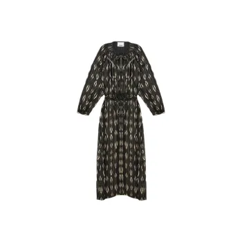 ISABEL MARANT ETOILE Sana Long Satin Graphic Pattern Dress