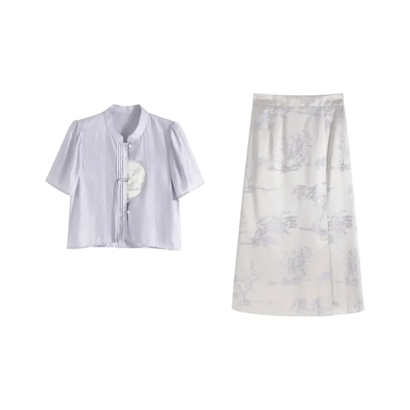 SUBEN Skirt Set Women's Purple Floral-0