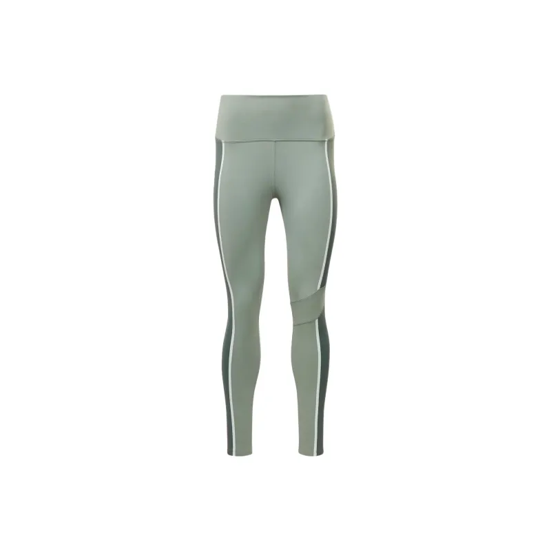 Reebok LUX HIGH-WAISTED COLORBLOCK LEGGINGS Athletic Trousers Women's Gray Green-0