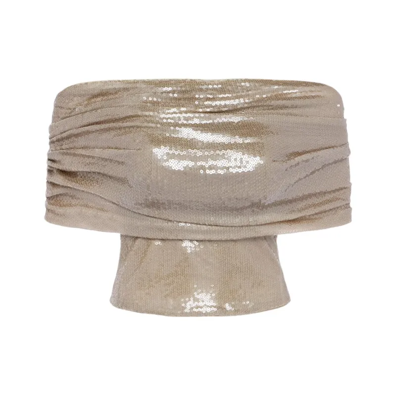 Khy x SIA ARNIKA FW24 Sequin Shawl Tube Top Casual Suit Women's Champagne/Champagne-0
