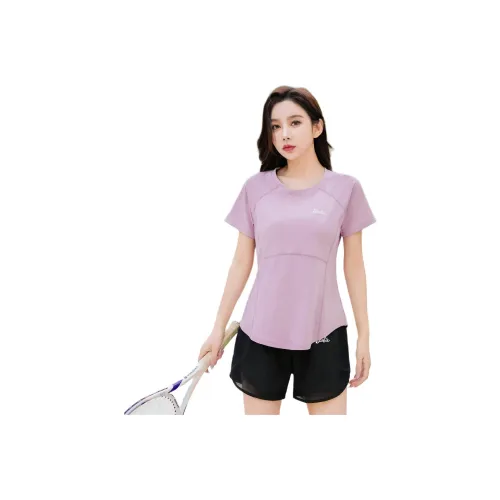Barbie Yoga T Shirts Women's Coral Pink Dynamic