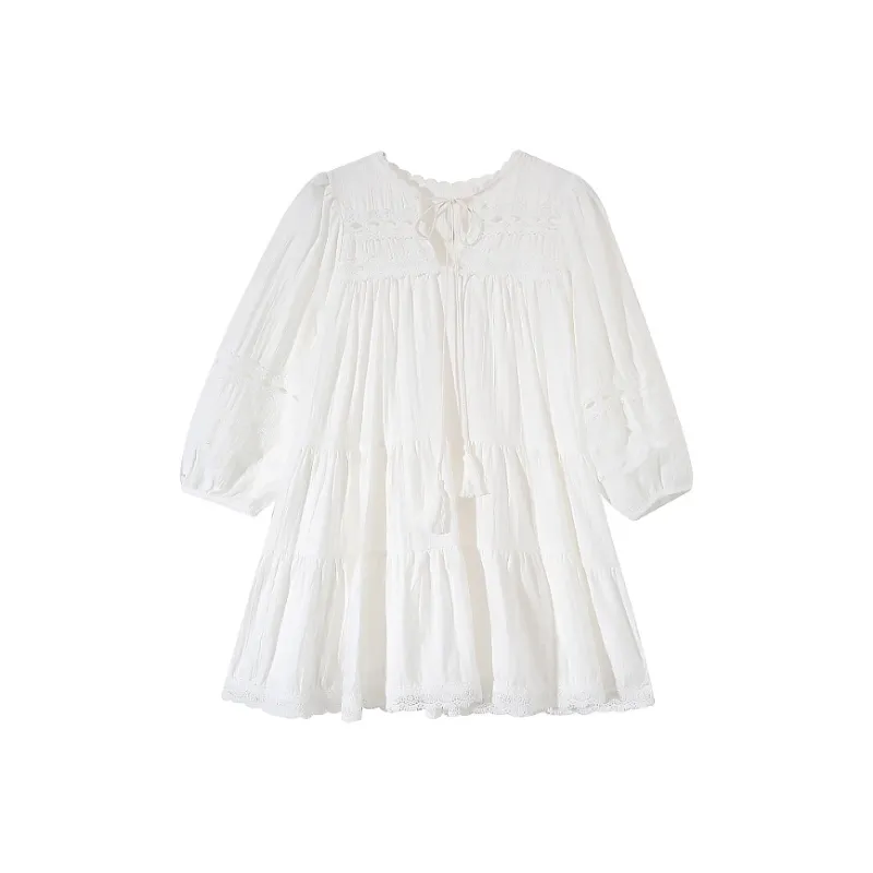 KYKW Long Sleeved Dresses Women's White-0