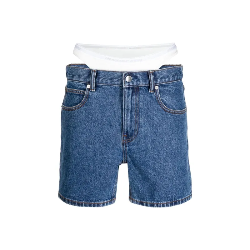 Alexander Wang Low rise Layered Denim Shorts-0