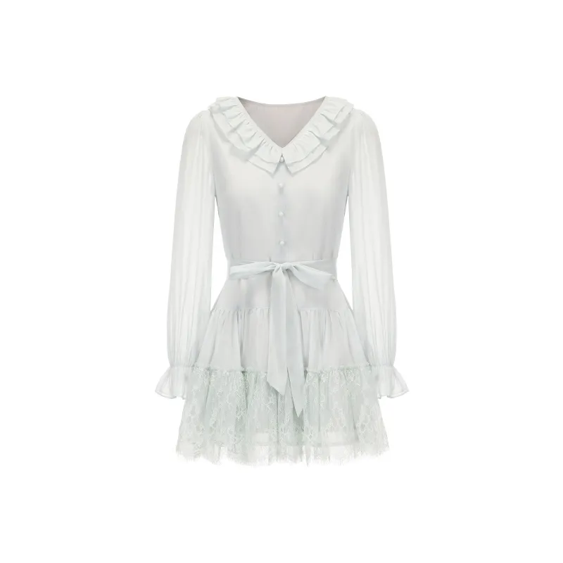 CHIWAWAMEME Long Sleeved Dresses Women's Sea Salt Mint-0