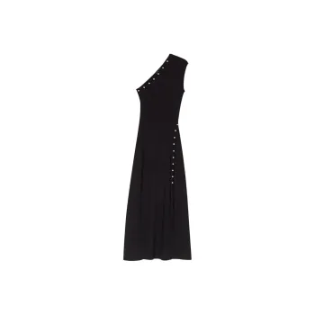 Maje Asymmetric Knitted Maxi Dress