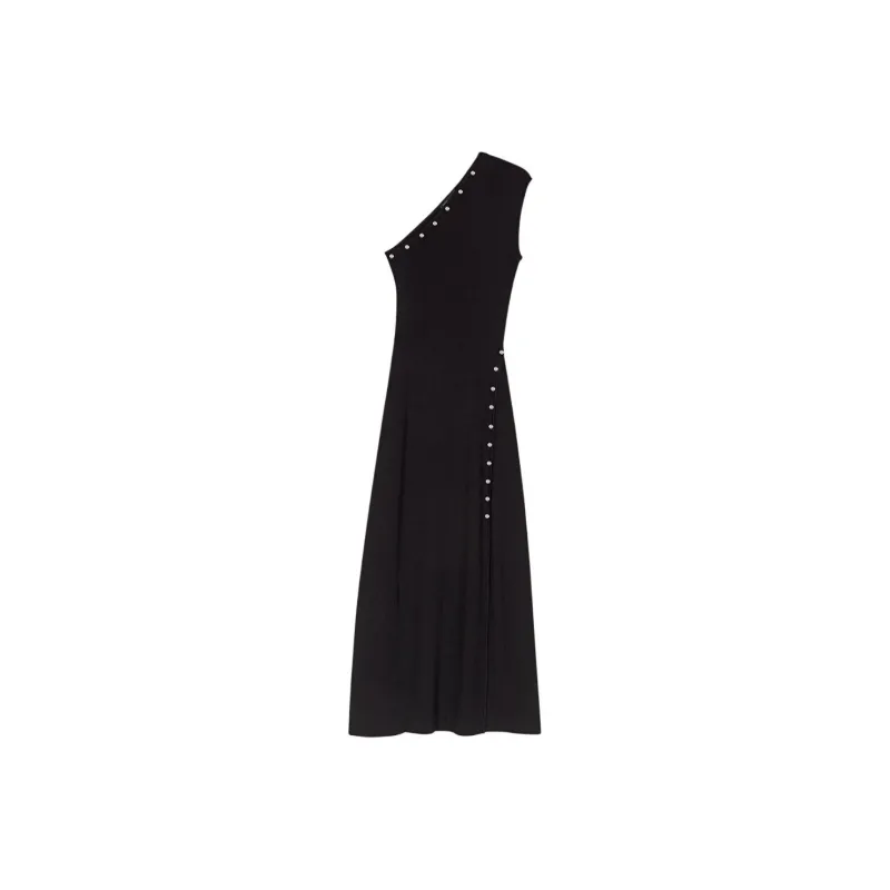 Maje Asymmetric Knitted Maxi Dress-0