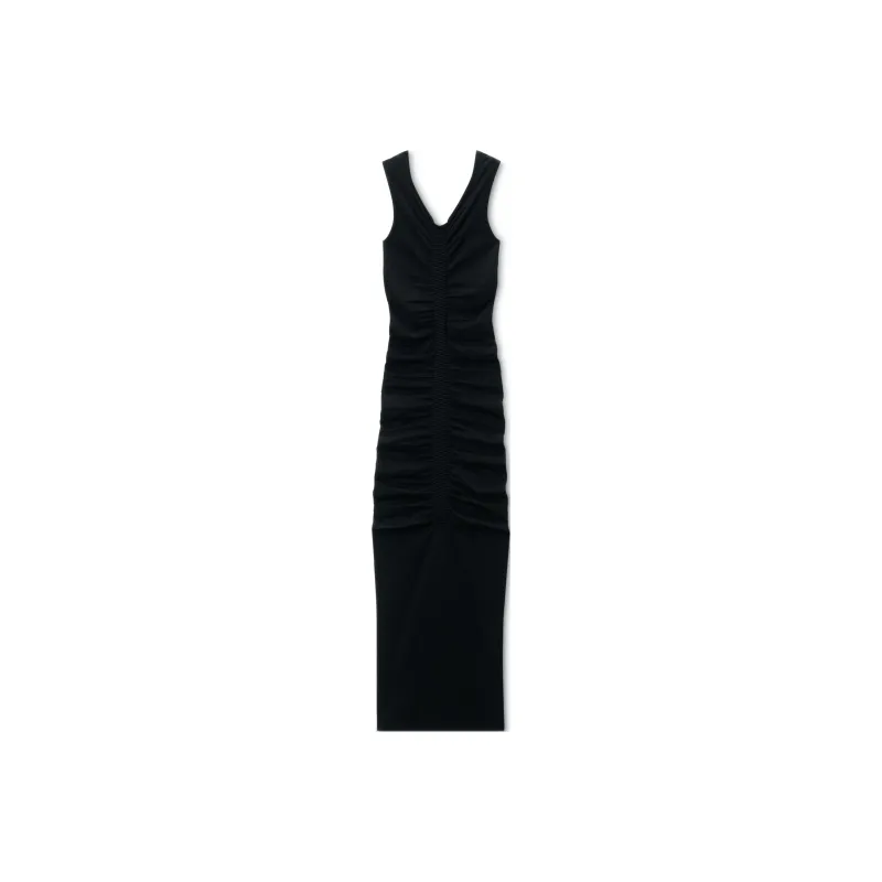 Alexander Wang Ruched Wide V Neck Maxi Dress-0