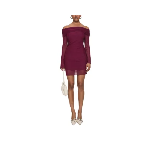 PRINCESS POLLY CONSIDERATION MINI DRESS Long Sleeved Dress Women's BURGUNDY/Burgundy Red