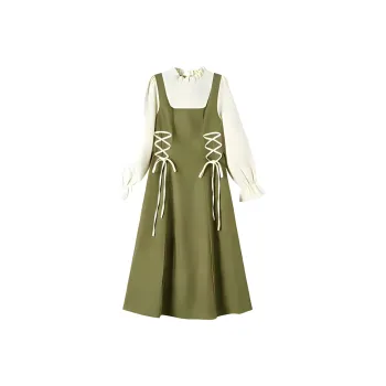 DOSOHEB Long Sleeved Dress Women's Green