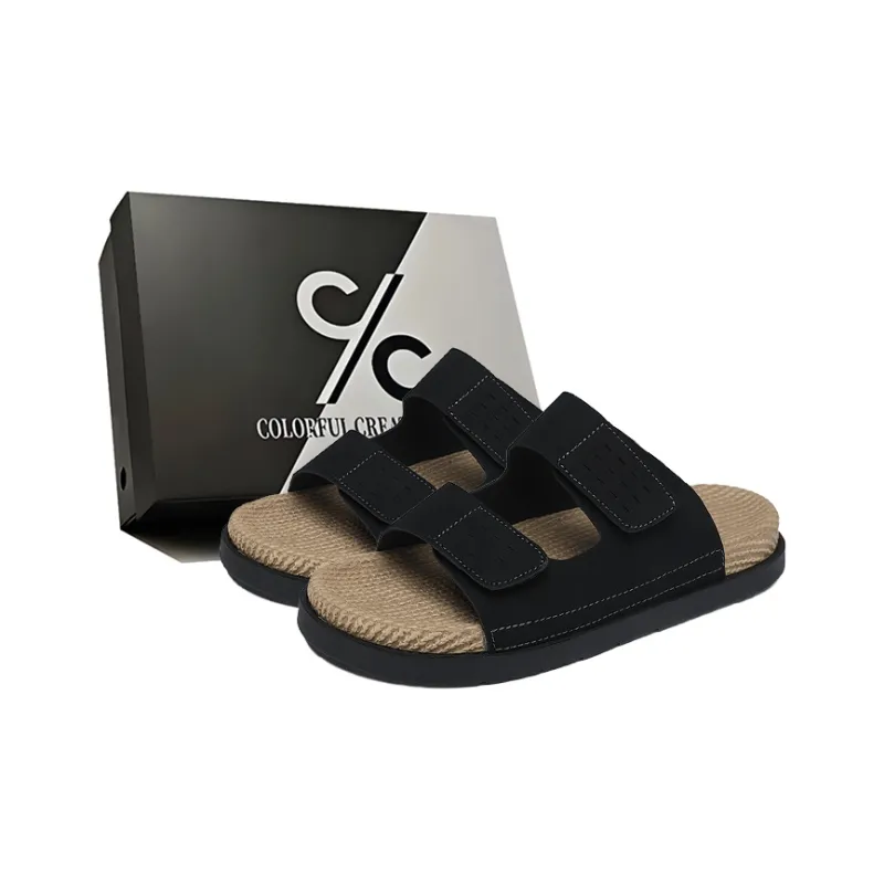 Colorful Creations EVA Cut Out Quiet, Slip Resistant, Odor Resistant Massage Mat Slide Slippers Men's Box-12
