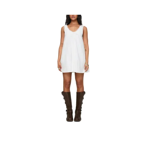 PRINCESS POLLY Antiquity Swing Mini Dress Sleeveless Dress Women's WHITE/White