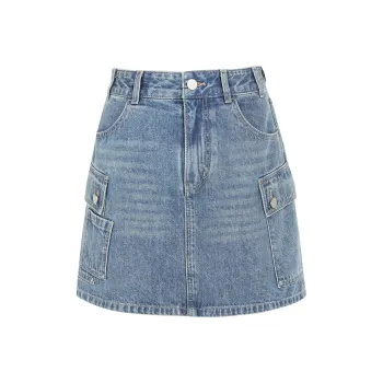 3COLOUR Casual Short Skirts Women's Deep Sea Blue