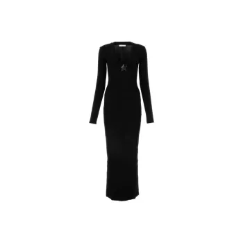 AREA V-Neck Fine-Ribbed Maxi Dress