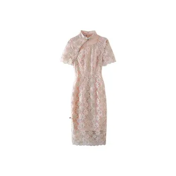 JINYE ORIENTAL Cheongsam Women's Pink Gold