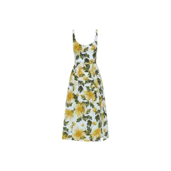 Oscar De La Renta Chrysanthemum Cotton Poplin Tank Dress