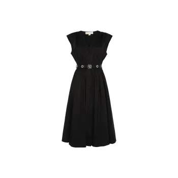 MICHAEL KORS Stretch Organic Cotton Poplin Midi Dress