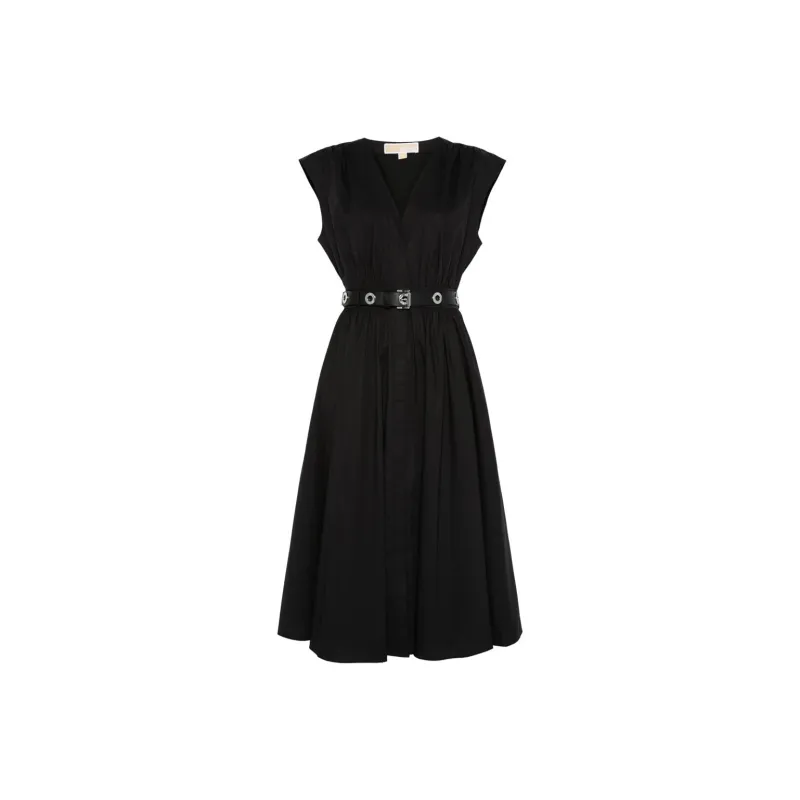 MICHAEL KORS Stretch Organic Cotton Poplin Midi Dress-0