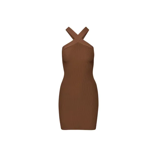 ARITZIA Babaton Sculpt Knit Criss Cross Dress Sleeveless Dress Women's Epicurean Brown