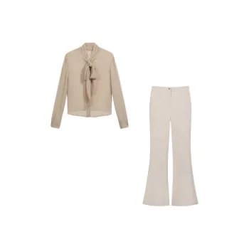 ONNFB Casual Suits Women's Khaki Top+Apricot Pants