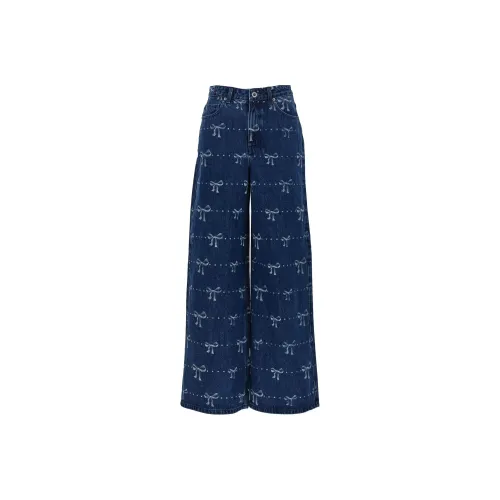 Self-portrait Bow Printed Jeans