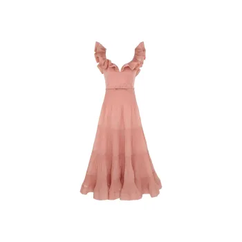 Zimmermann Pleated Frill Midi Dress