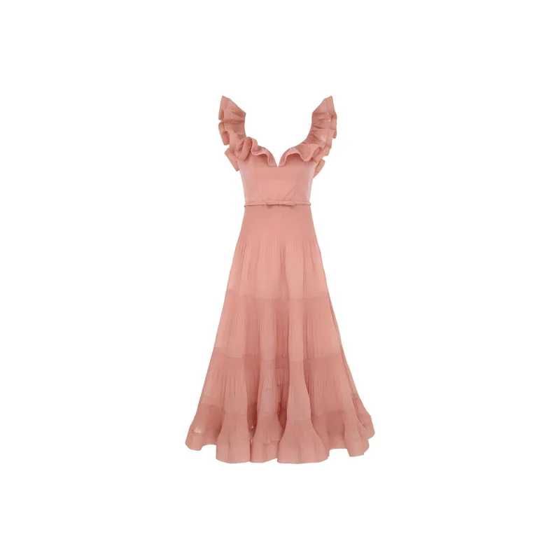 Zimmermann Pleated Frill Midi Dress-0