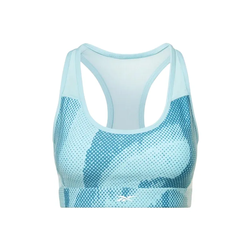 Reebok CYCLED Collection LUX PERFORM ALLOVER PRINT RACER BRA Sports Underwear Women's Blue-0