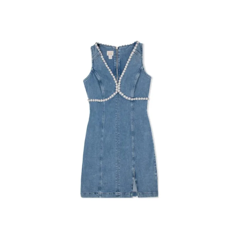 GUESS Sleeveless Dress Women's Light Blue-0